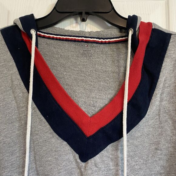 Tommy Hilfiger Varsity Cropped Logo Lounge Athleisure Hoodie Sweatshirt Size Sm - Picture 3 of 11